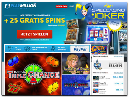 PlayMillion Casino Webseite