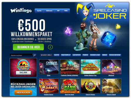 WinTingo Casino Webseite